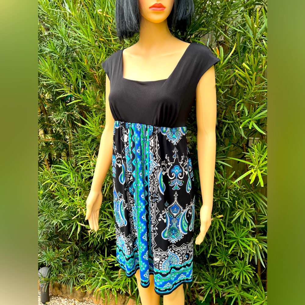 LONDON TIMES BLACK PAISLEY DRESS
